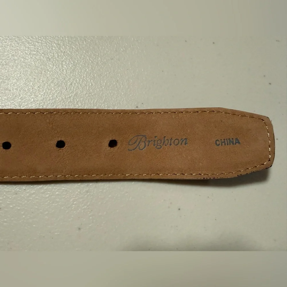 Brighton Dark Brown Leather Belt Silver Buckle Size 36